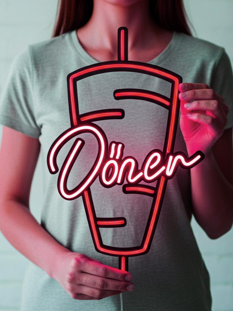 Doner Kebab Neon Sign, LED Metal Wall Light for Restaurants, Fast Food ...