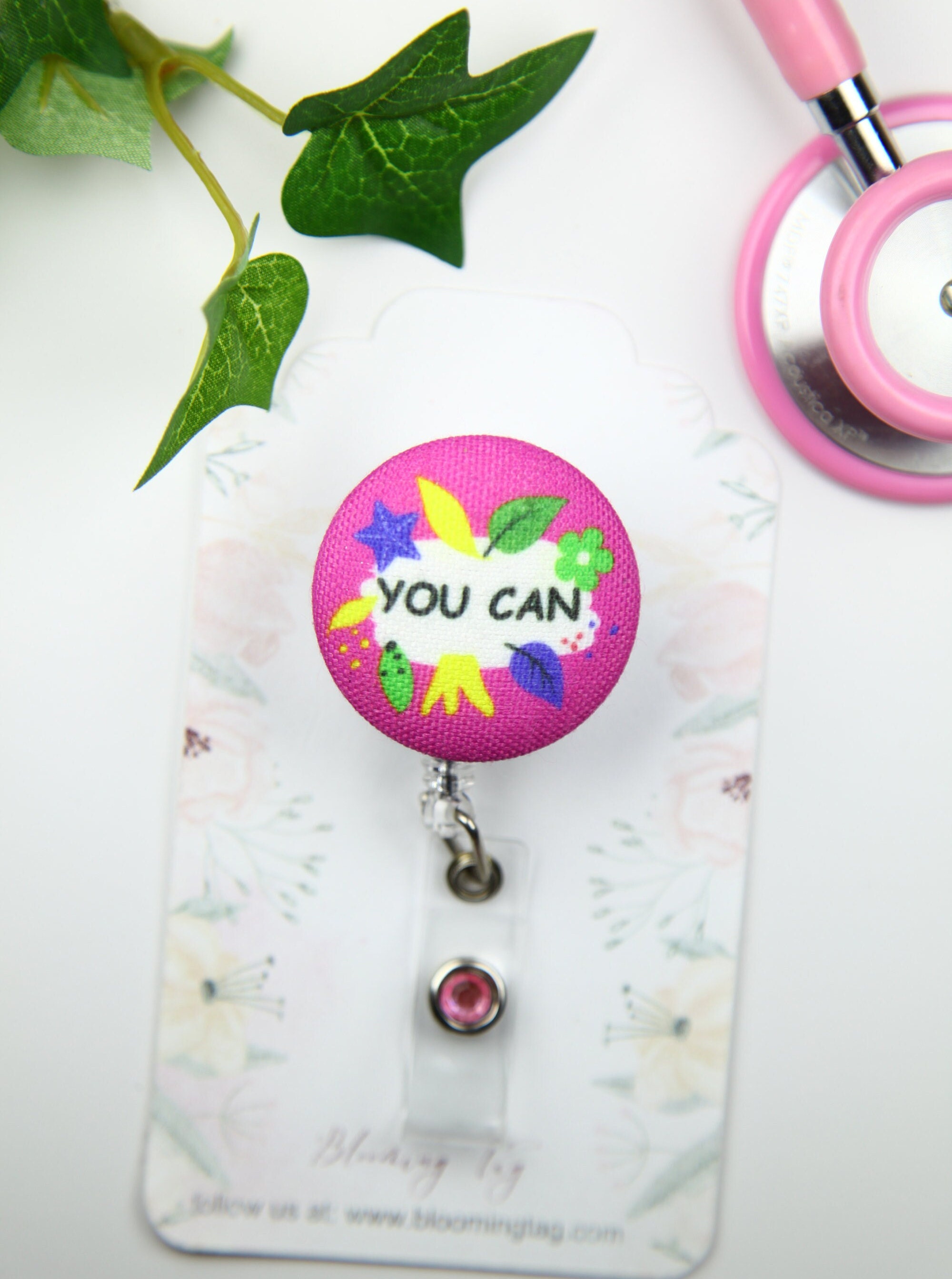 Custom Retractable Badge Holder,Personalized Rn ID,nurse gift,,feminism gifts,motivational Message, Nurse jewelry,stay positive,You Can