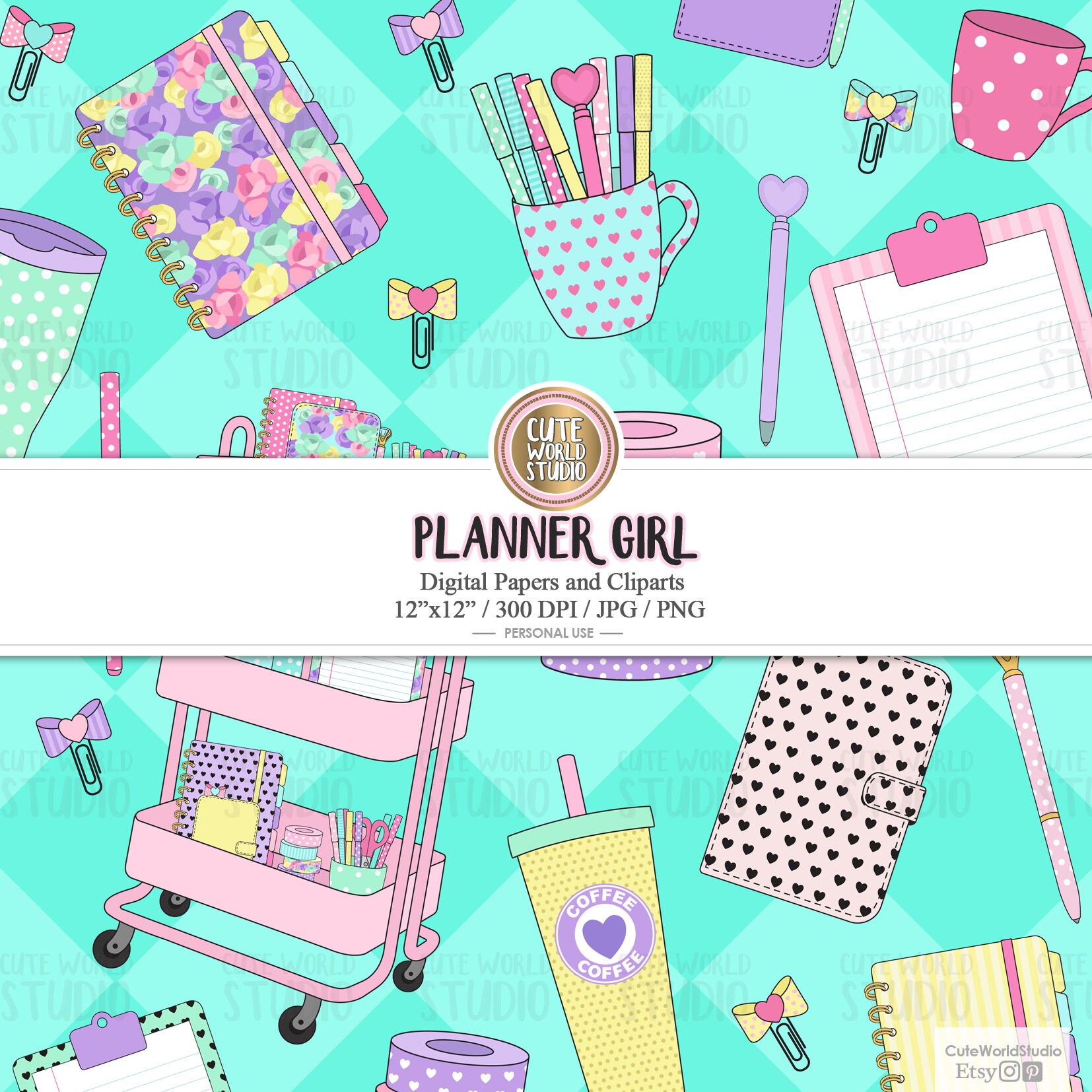 Planner Girl Crafts Storage Cart Planners Pens Notebooks Etsy