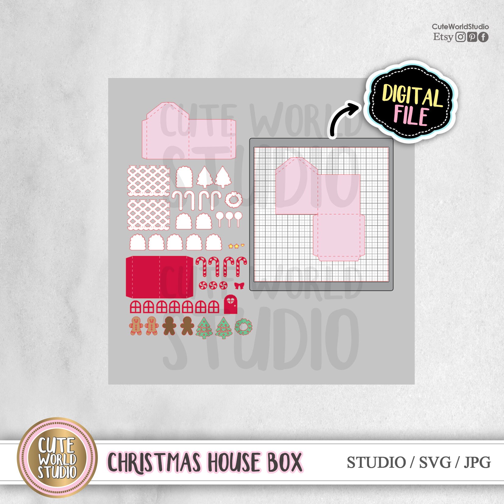 Cut File Christmas House Box Instant Download - Etsy