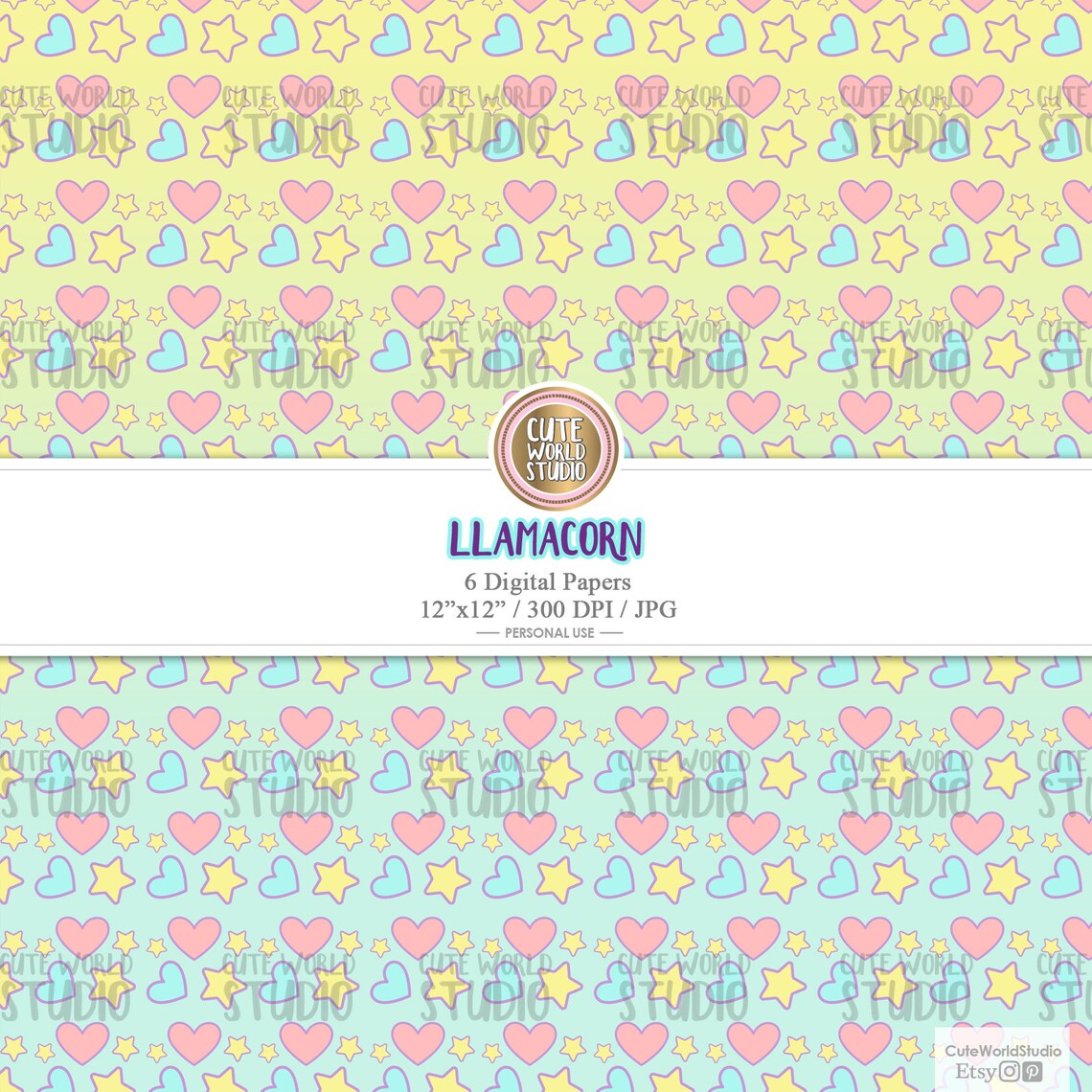 Llamacorn Digital Paper and Clipart / Instant Download - Etsy