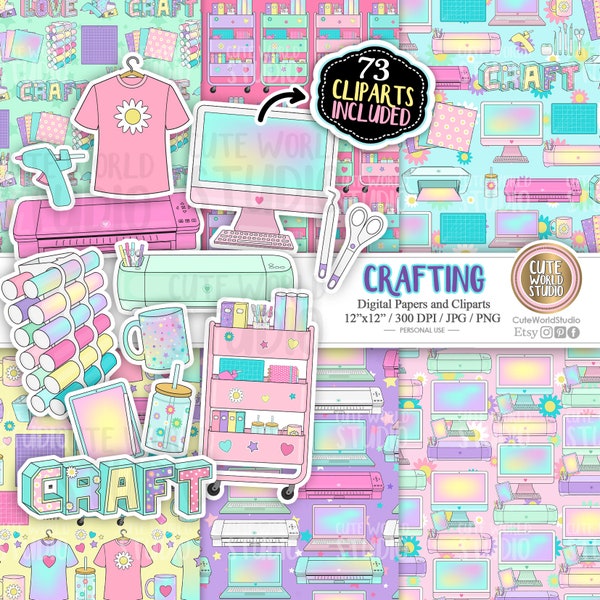 Crafting Clipart, Craft Digital Papers and Cliparts Instant Download