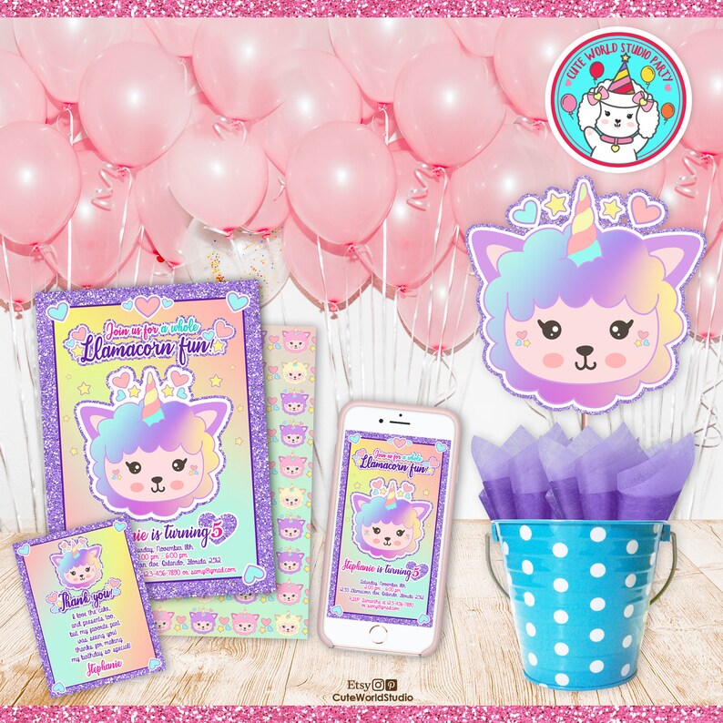 Llamacorn Birthday Invitation Printable PERSONALIZED / Print - Etsy