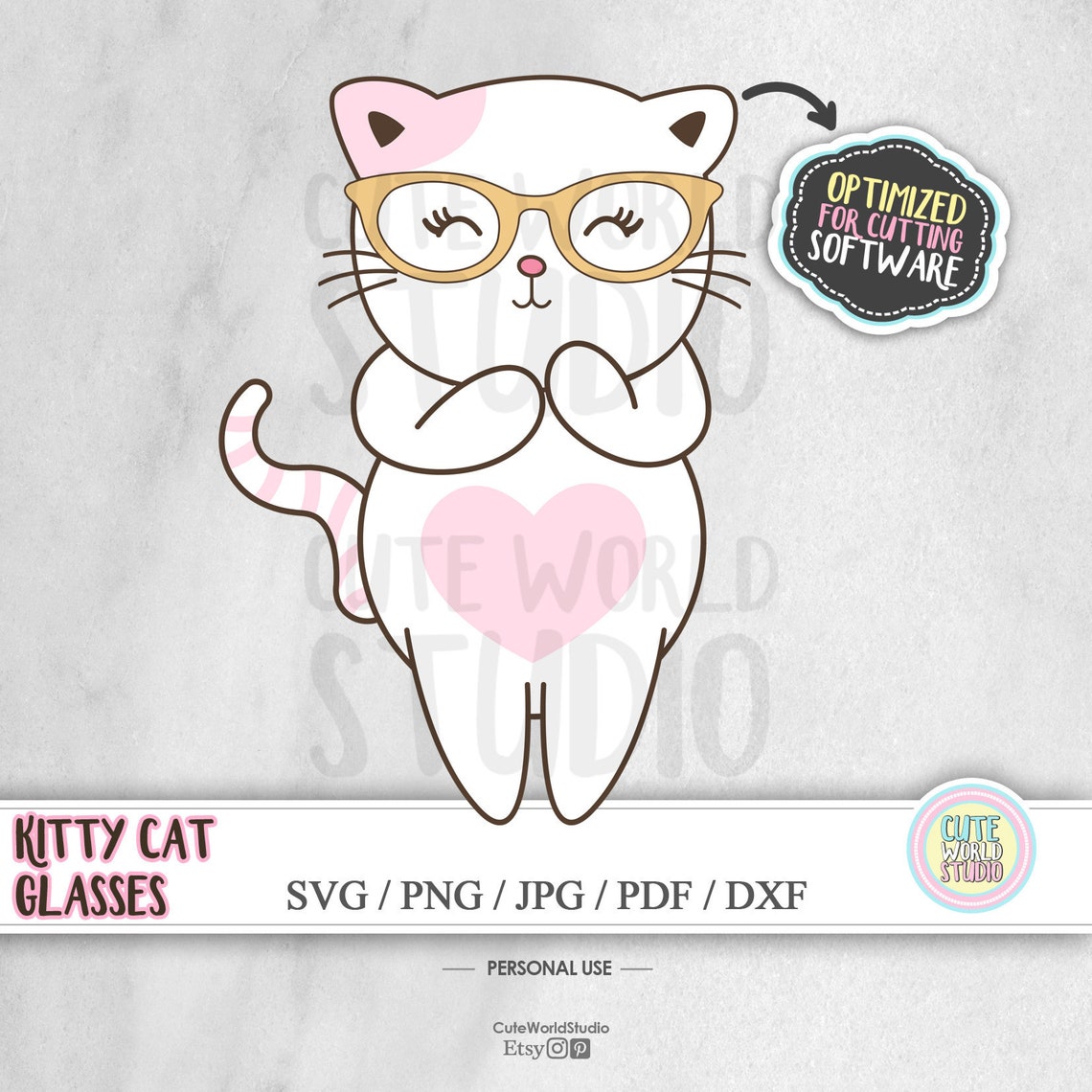 Kitty Cat Glasses SVG Clipart / Instant Download - Etsy