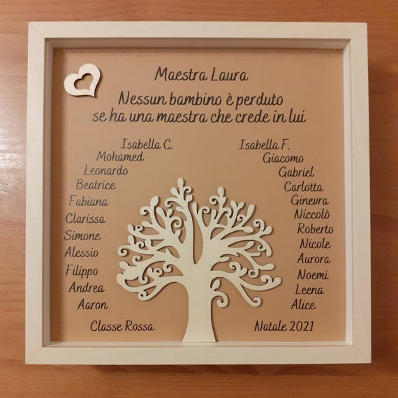 Regalo per maestre: Quadro personalizzato con albero della vita in legno  con dedica e nomi dei bambini -  Italia