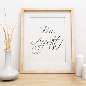 Bon Appetit Sign, Bon Appetit Wall Art Decor, Bon Appetit Printable, Bon Appetit Kitchen Sign, Minimalist, Dining Print, Kitchen Art Print