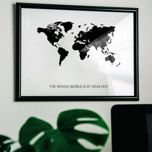 World Map Print, World Map Wall Art,World Map Poster,Black And White World Map,Map Poster Printable,White & Black World Map,Wall Decor Print