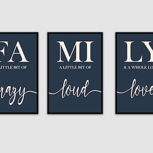 24x36, Familie ein bisschen verrückter Druck, ein bisschen laut, eine ganze Menge Liebe, Familien Definition Print, Familienzimmer Drucke, Familien zitate
