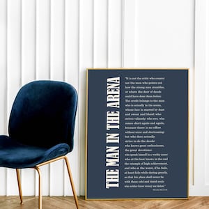 The Man In The Arena Sign,The Man In The Arena Printabl,The Man In The Arena Poem Art,Theodore Roosevelt Quote Wall Art,A1,24x36,16x20,11x14