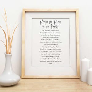 Prayer for Peace in Our Family print,Peace Prayer Poster,Catholic Prayer Poster,A Prayer For  Family,Prayer for Peace Printable,Prayer Print