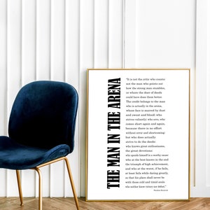 The Man In The Arena Sign,The Man In The Arena Printabl,The Man In The Arena Poem Art,Theodore Roosevelt Quote Wall Art,A1,24x36,16x20,11x14