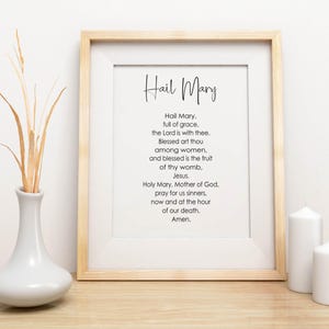 Hail Mary Prayer Print, Hail Mary Printable, Hail Mary Art,Scripture Wall Art, Farmhouse Decor,Catholic Prayer Sign,Christian Art,Home Decor