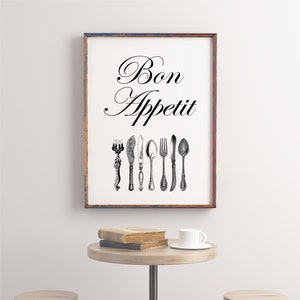 Bon Appetit Sign, Bon Appetit, Bon Appetit Printable, Bon Appetit Kitchen Art, Minimalist,  Kitchen,Dining, Home, Decor,Wall Art,Sign,Poster