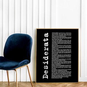 Desiderata Sign, Desiderata Art, Desiderata Printable, Desiderata Poem Art, Minimalist, Paper Home Decor, Quote Wall Art, 24x36, A1, 16x20