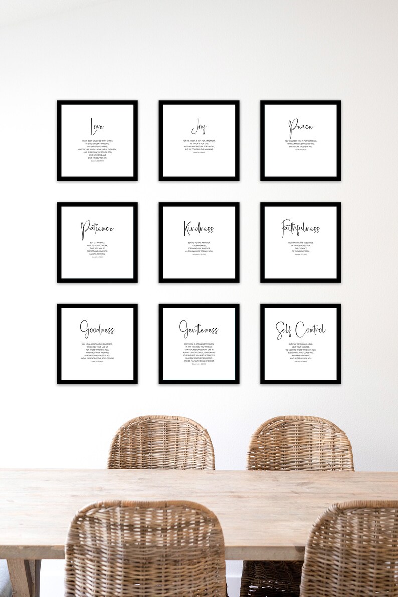 9 Fruits of the Holy Spirit Poster Printable,20x20, 12x12, 9 Set Prints