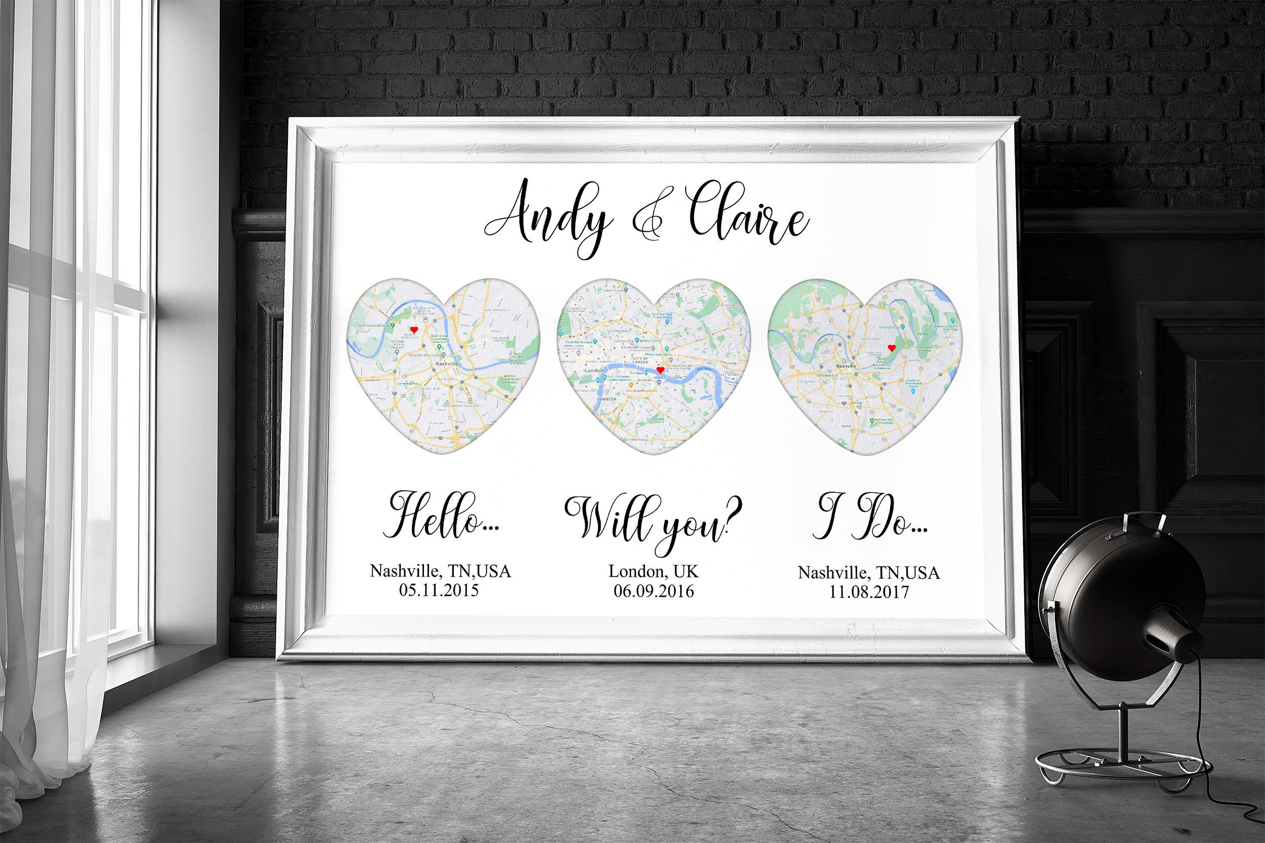 Hello Will You I Do Map Custom Map Order Print Anniversary Wedding