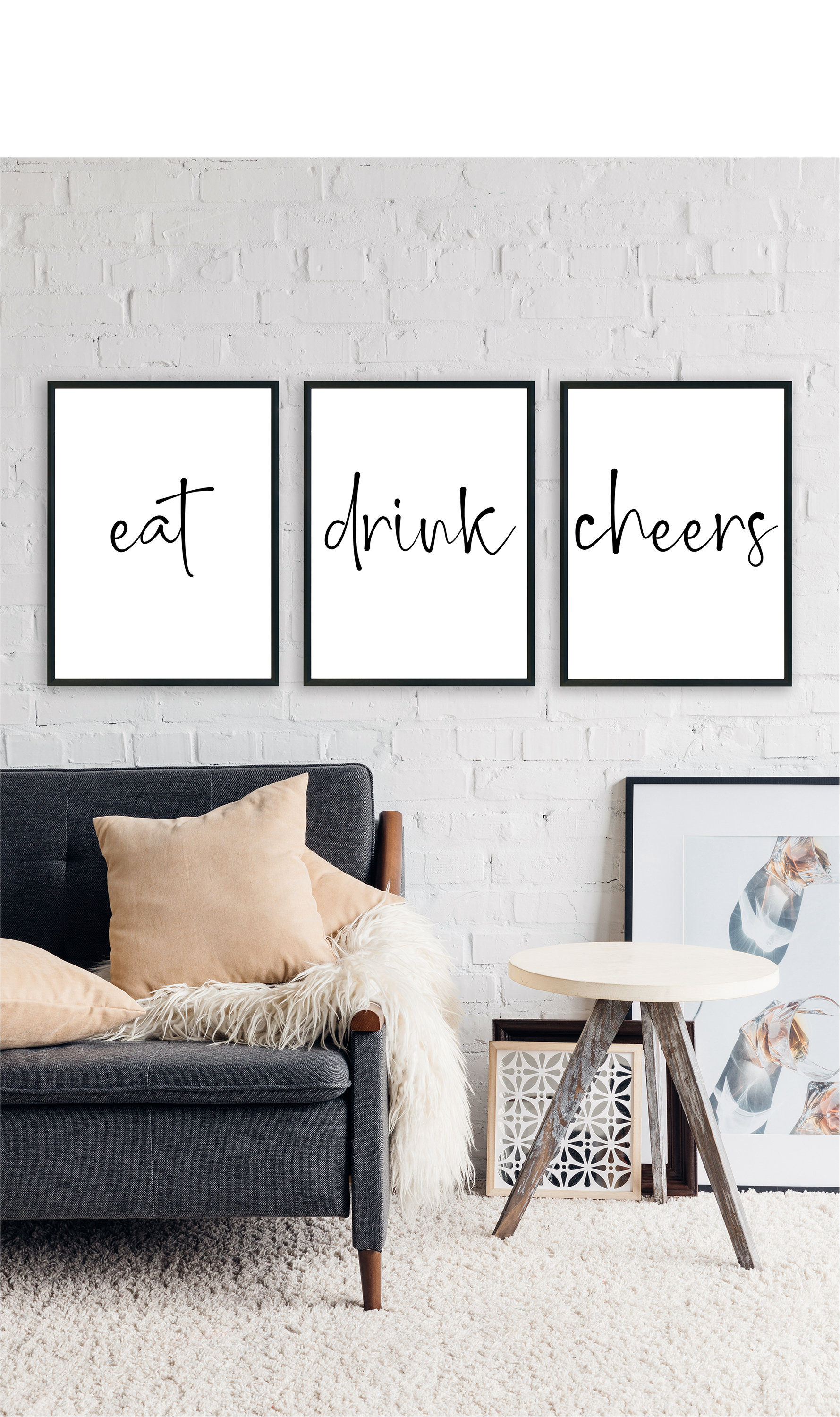 Eat, Drink, Cheers, Kitchen decor, Bar decor, Farmhouse decor Eat Drink Cheers Sign Printable,Set of 3 Decor Posters Print Dining Room Decor