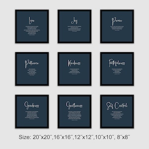9 Fruits of the Holy Spirit Poster Printable,20x20, 12x12, 9 Set Prints,Fruit of the Spirit,Scripture Quote, Christian Wall Art, Calligraphy