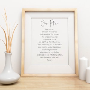 Lord&#39;s Prayer Print, Our Father Prayer, Catholic Art, Catholic Print, Catholic Printable, Minimal Wall Art, Prayer Print, Catholic Prayer