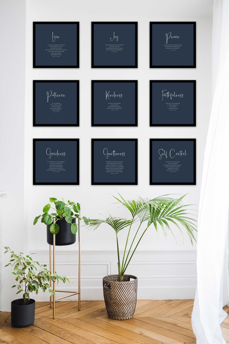 9 Fruits of the Holy Spirit Poster Printable,20x20, 12x12, 9 Set Prints