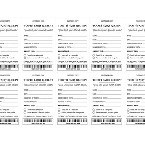 Tooth Fairy Receipt Template