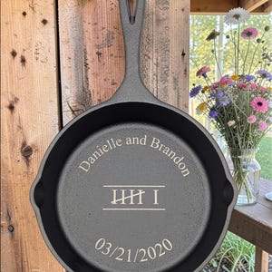 Personalized 6 in. Cast Iron Skillet, Laser Engraved 6th Anniversary Gift