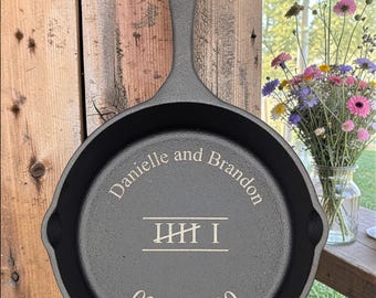 Personalized 6 in. Cast Iron Skillet, Laser Engraved 6th Anniversary Gift