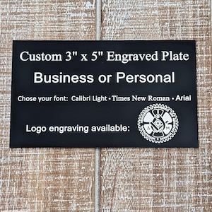 Custom Laser Engraved Black Aluminum Plaque: 3&quot;x5&quot; Personalized Sign