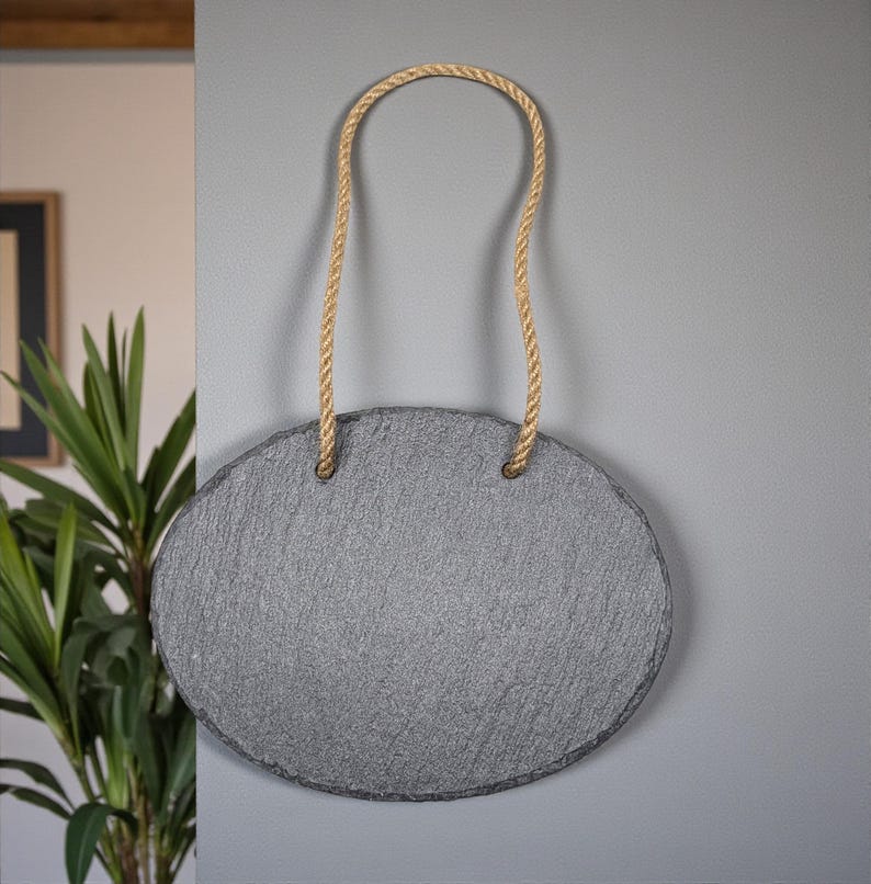 Personalized slate hanging sign, laser engraved