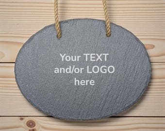 Personalized Laser Engraved Slate Hanging Sign, Custom