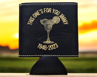 Jimmy Buffett Gift: Leatherette Can Cooler for Parrot Heads
