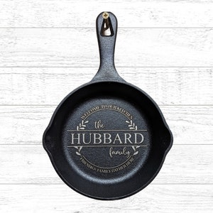 Personalized cast iron skillet laser engraved cast iron skillet, 6.5"
