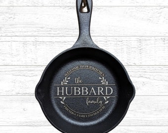 Personalized cast iron skillet laser engraved cast iron skillet, 6.5"