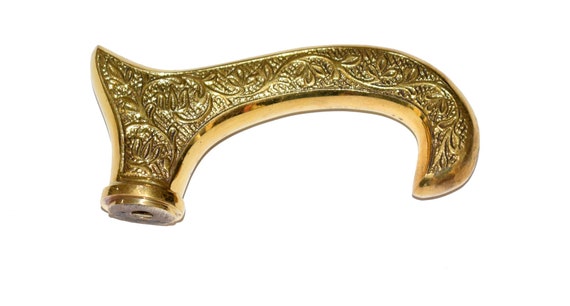 ONLY HANDLE silver Vintage Walking Cane Stick Handle Brass Design Handmade