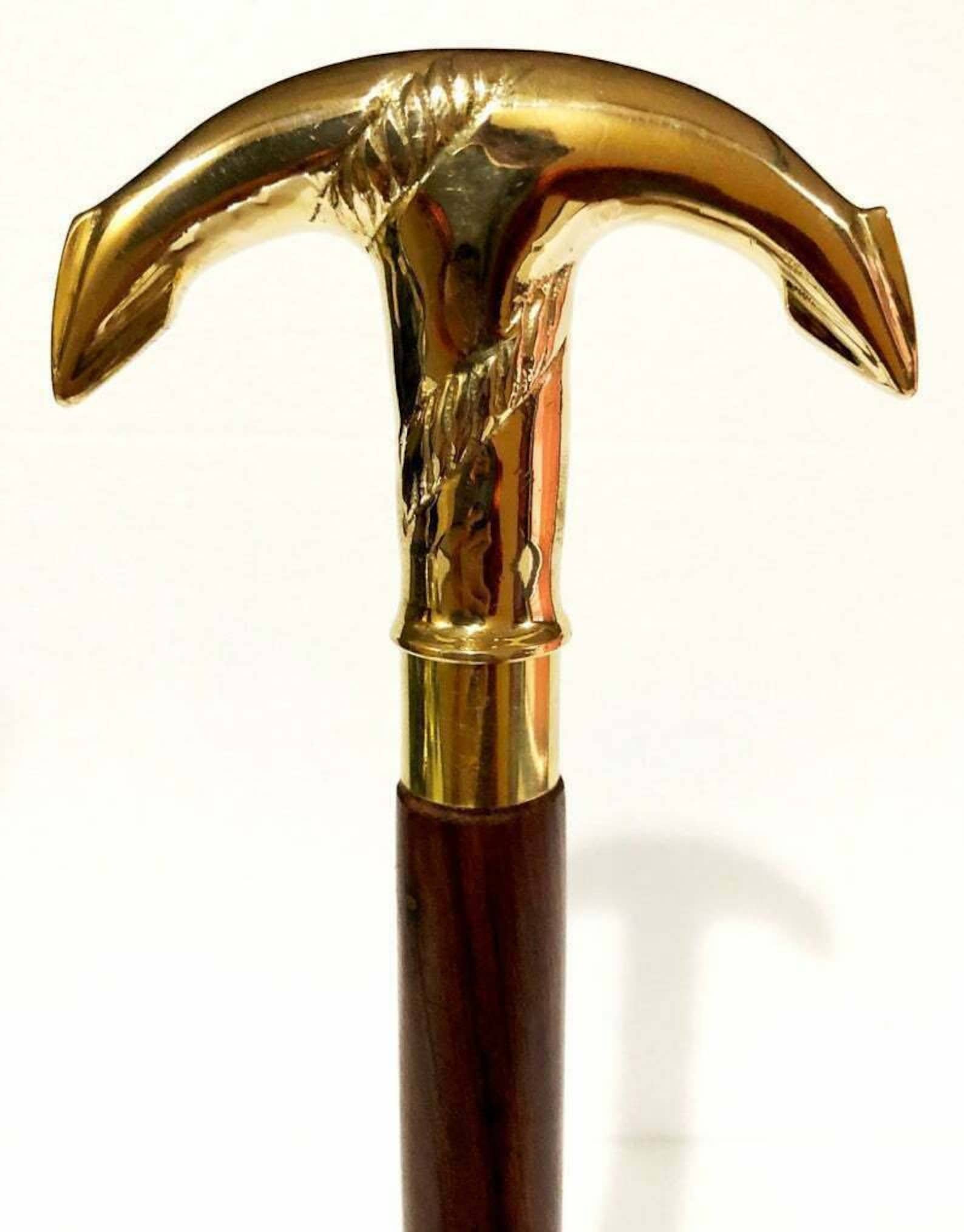 Victorian Brass Designer Walking Cane Brown Wooden Walking Etsy