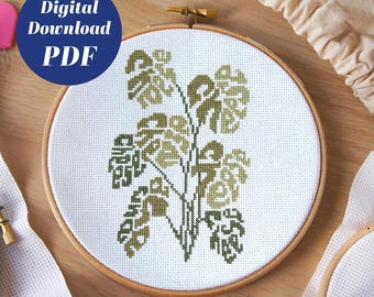 Humorous, Fun Cross Stitch Pattern for the Plant Lover (Digital Format - PDF) Say Cheese Plant