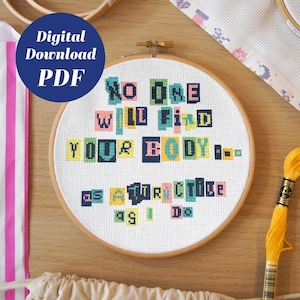 Kruissteekpatroon grappig losgeldbriefje: sarcastisch borduurwerk (pdf-download)