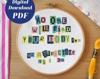 Funny Ransom Note Cross Stitch Pattern: Sarcastic Embroidery (PDF Download)