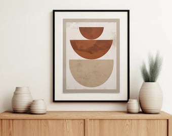 Boho Minimalist Art Prints Set of 3 | Neutral Abstract Digital Wall Decor