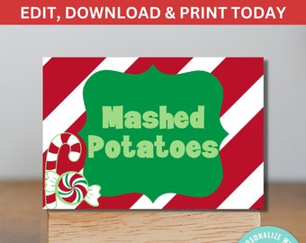 Editable Christmas Food Cards, Printable Buffet Labels