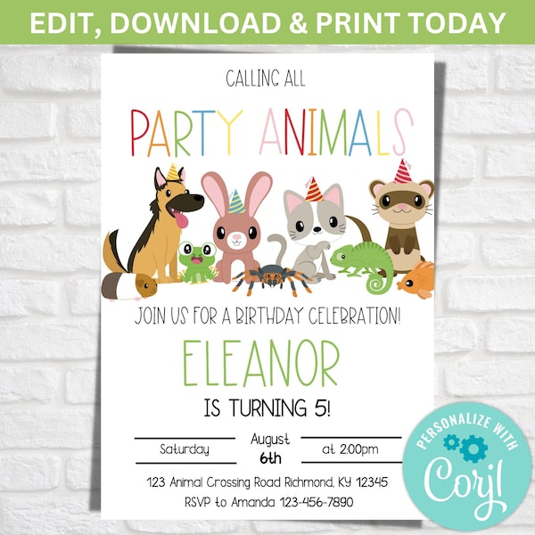 Pet Adoption Party Invitation, Pet Animal Party Invitation, Adoption Party, Stuffed Animal Birthday, Instant Download