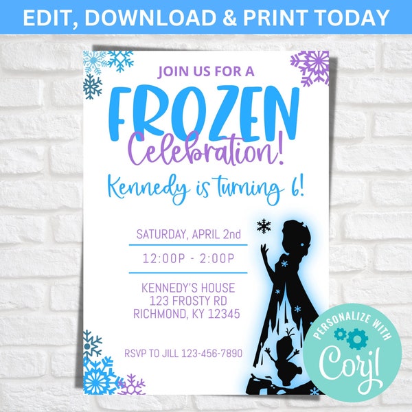 Birthday Invitation Princess Elsa Etsy France
