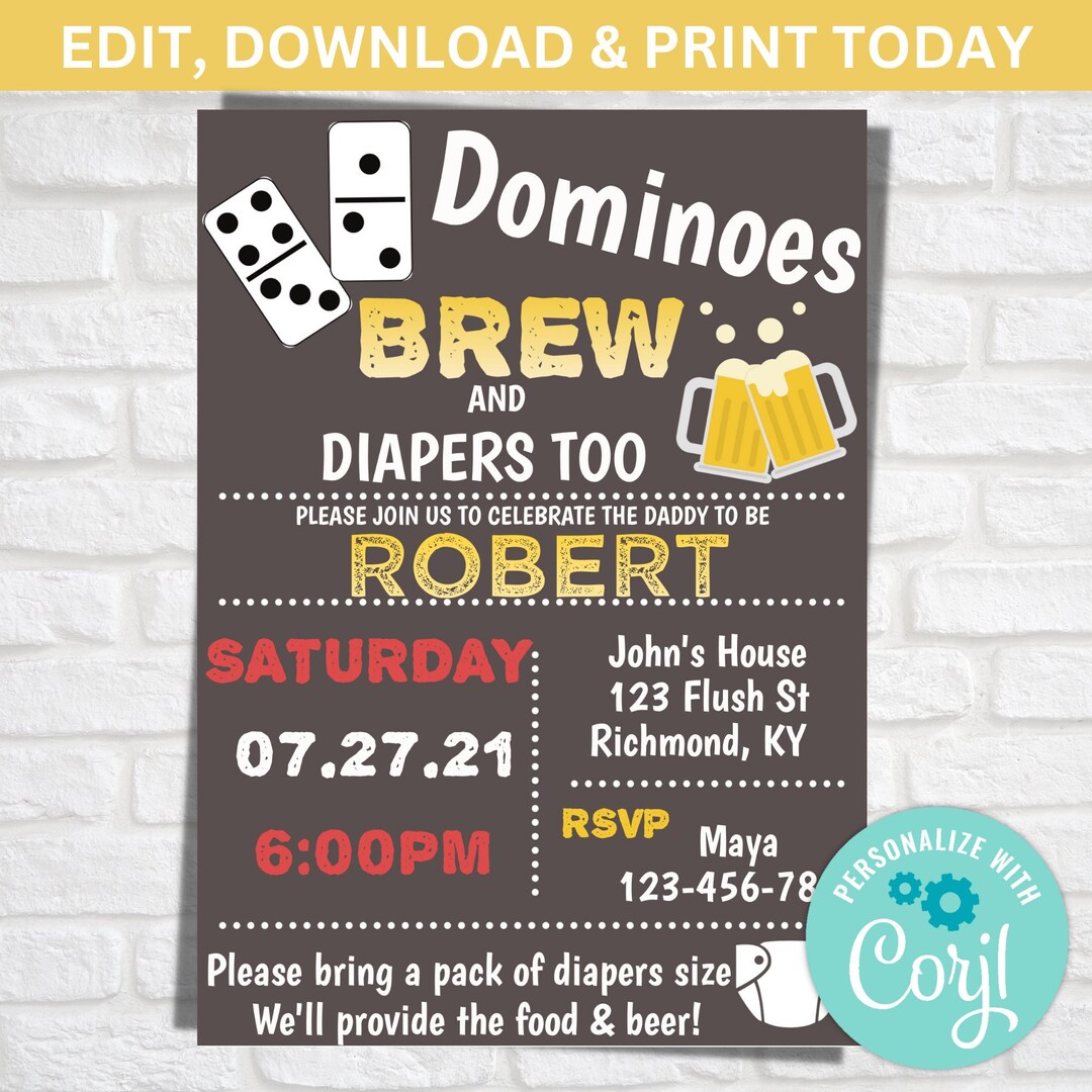 Dominoes Diaper Party, Brews, Diapers, Dominoes Theme Party Etsy