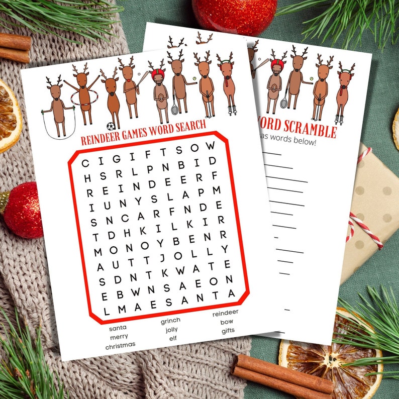 INSTANT DOWNLOAD Printable Christmas Reindeer Games Word - Etsy