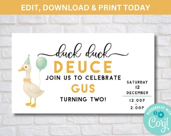 Duck Duck Deuce 2nd Birthday Invitation - Editable Facebook Event (Digital Download)