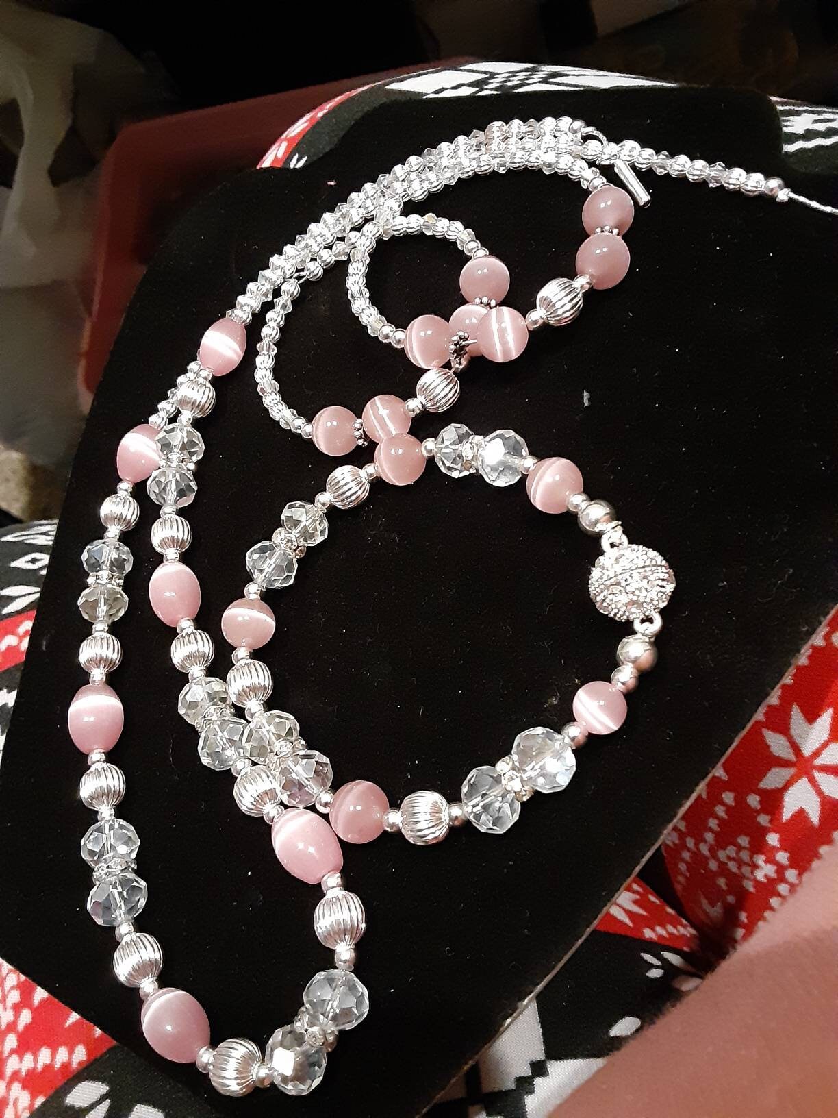 Rosa/Klar und Silber Für Erwachsene SchmuckSet