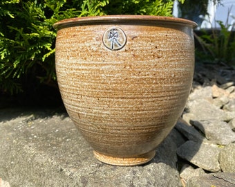 saltglazed ceramic pot for flowers