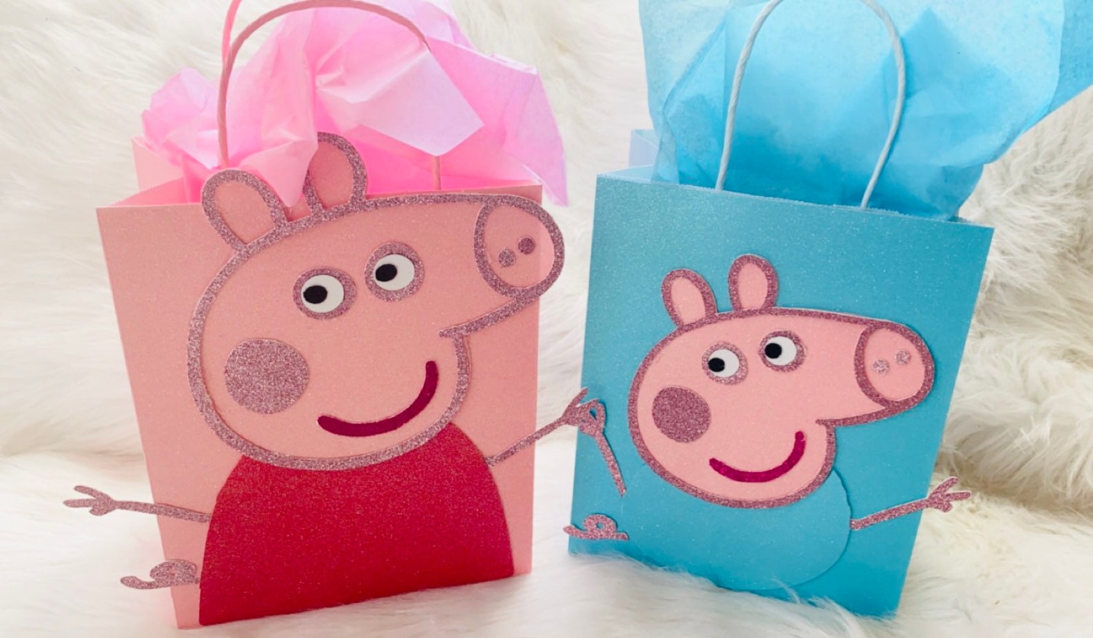 Peppa Pig Themed Party Gift Bags Peppa Pig Gift Bags Peppa Etsy