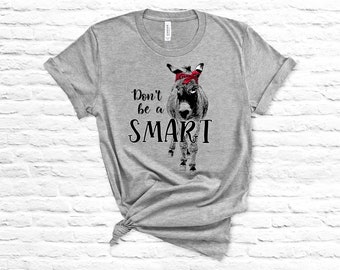 Smart Ass Funny Smiling Donkey with Hipster Glasses Womens T-Shirt Extra Large White