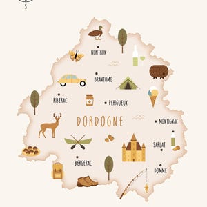 ドルドーニュのイラスト地図アートプリントポスター旅行地図